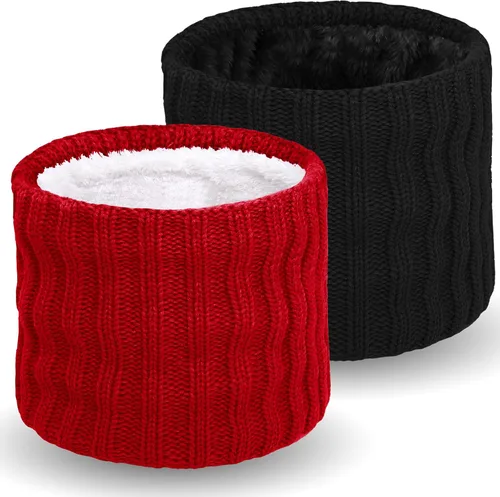 Miniatura 16 de Wandx Polaina de forro polar para niños y niñas, para invierno, para clima frío, cubierta facial de punto de rayas anchas para niños y niñas