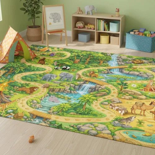 Miniatura 10 de Alfombra de juego para bebés, alfombra ABC para sala de juegos de niños, alfombra antideslizante lavable para niños pequeños, alfombra educativa