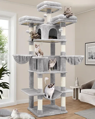 Miniatura 10 de Globlazer Torre grande para gatos de interior, torre para gatos de 80 pulgadas para múltiples gatos adultos, árbol XXL para gatos con poste