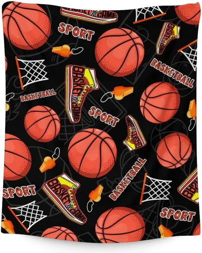Miniatura 28 de Mantas de baloncesto – Manta suave y mullida para niños – Manta pequeña de 30 x 40 pulgadas para sala de estar y oficina – Manta deportiva negra