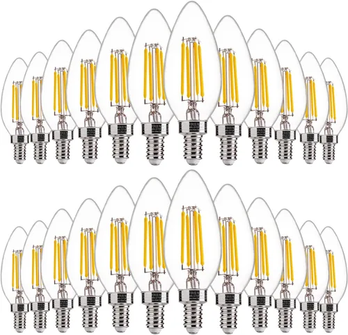 Miniatura 24 de FLSNT Amber LED Candelabra Light Bulbs 40W Equivalent, B11 E12 LED Chandelier Bulbs, 2200K Warm White, Dimmable, 330LM, 96 Pack UL,CA65 Listed.