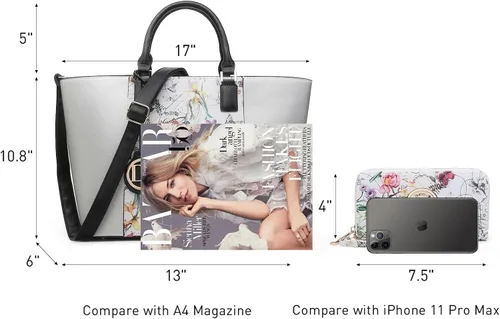 Miniatura 34 de Dasein Satchel Purse Handbag for Women Large Shoulder Work Tote Bag With Matching Wallet