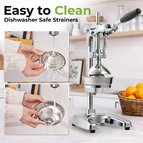 Miniatura 5 de Zulay Kitchen Puplerizer Exprimidor de hierro fundido 9 en 1, exprimidor manual de servicio pesado fácil de limpiar con accesorio prensatelas