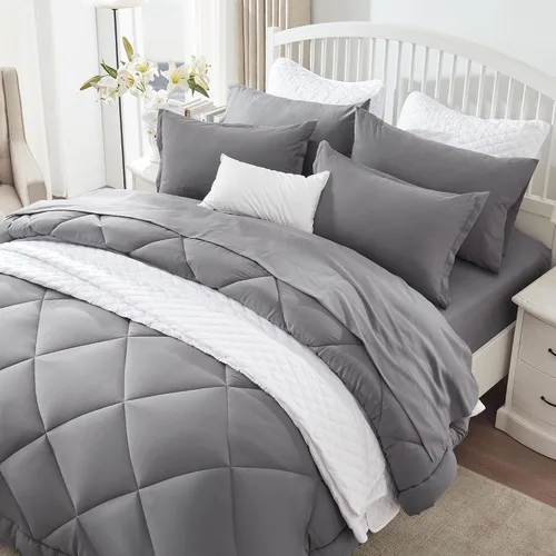 Miniatura 3 de SLEEP ZONE - Juego de edredón reversible y refrescante tamaño Queen, relleno alternativo relleno alternativo suave, transpirable y cálido para todo