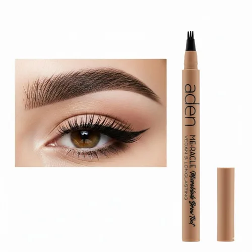 Miniatura 5 de aden Pluma de cejas Microblading - Lápices de cejas impermeables para mujeres - Lápiz de cejas negro de larga duración - Punta de triple trazo