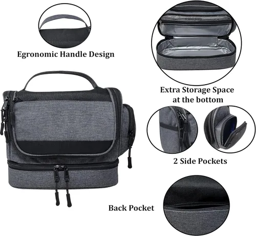 Miniatura 4 de Neceser colgante para hombre – Kit Dopp resistente y elegante para el hombre moderno, Negro- gris, Moderno