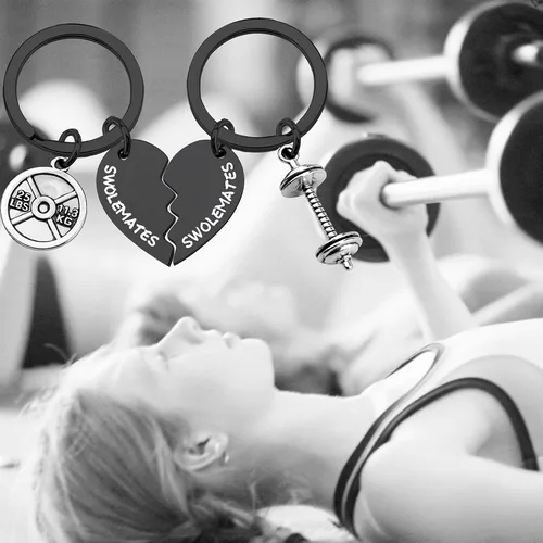 Miniatura 5 de Llavero de entrenamiento de joyería de fitness regalo de levantamiento de pesas llavero fitness parejas regalo amistad llavero
