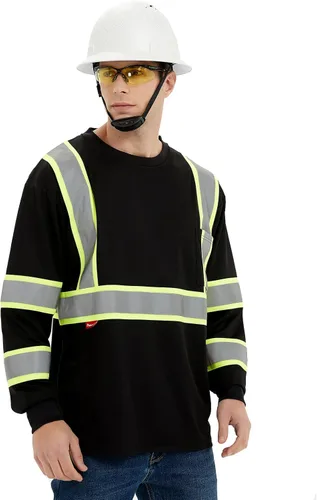 Miniatura 4 de ProtectX Camisas de manga larga de alta visibilidad, camiseta de seguridad reflectante de alta visibilidad para hombres y mujeres, camisa