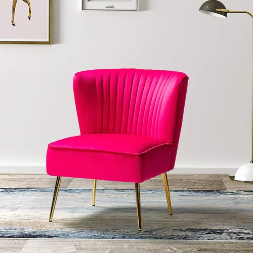 TINA'S HOME Silla decorativa moderna, de terciopelo con patas doradas, cómoda silla lateral de tela tapizada sin brazos para sala de estar, Mónica