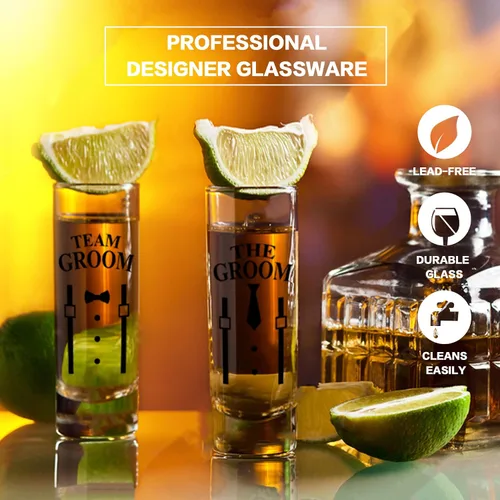 Miniatura 3 de Juego de vasos de chupito para padrinos de boda de 8 a 2 onzas con base pesada para whisky, tequila, vodka, regalos únicos para padrinos de boda