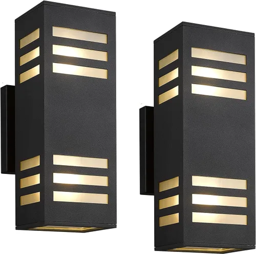 Miniatura 14 de harriet Luces de porche modernas para exteriores, cubierta de aluminio impermeable IP64 y vidrio templado, aplique de pared rectangular arriba/abajo