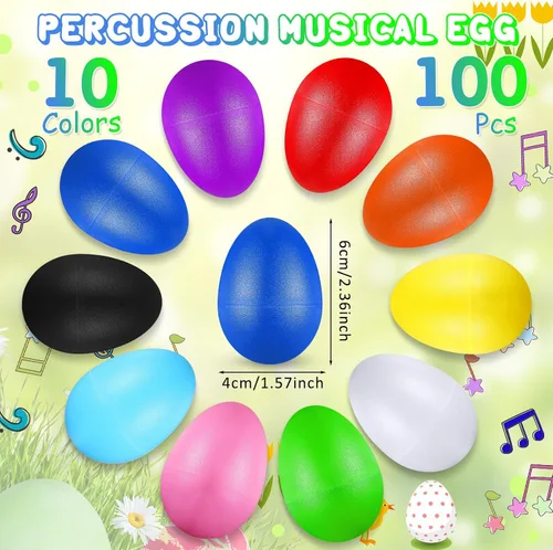 Miniatura 2 de 100 piezas de huevos a granel, instrumentos musicales de percusión, huevos de maracas para niños, juguetes de plástico para aprender pintura, música