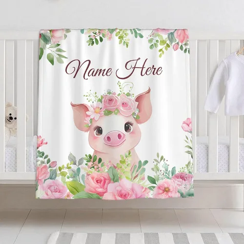 Miniatura 24 de Manta de bebé personalizada para niñas y niños, manta de bebé personalizada con nombre de bosque de animales para niños pequeños, baby shower