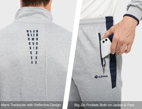 Miniatura 5 de TBMPOY Conjunto deportivo para hombre, 2 piezas, casual, atlético, para correr, calentar, con cremallera completa