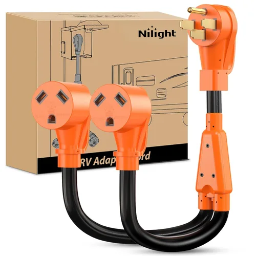 Miniatura 56 de Nilight - 50033R Adaptador de enchufe RV de 18 pulgadas, 50 amperios a 30 amperios, adaptador eléctrico de Dogbone de alta resistencia con mango 115G