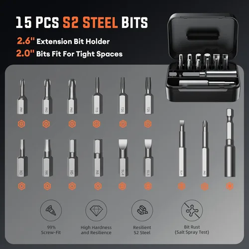 Miniatura 4 de Juego de destornilladores eléctricos – Destornillador inalámbrico de 4 V recargable 2500mAh – 5 ajustes de par destornillador eléctrico 250RPM 5N·m