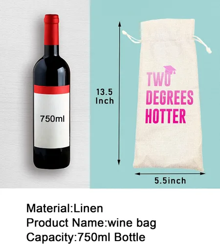 Miniatura 2 de Graduación dos grados más caliente, divertida bolsa de vino bonita, regalo de graduación universitaria para él, para él, para ella, felicitaciones