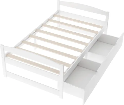 Miniatura 9 de Harper & Bright Designs Cama de plataforma de tamaño individual con dos cajones, marco de madera maciza para dormitorio y habitación de invitados