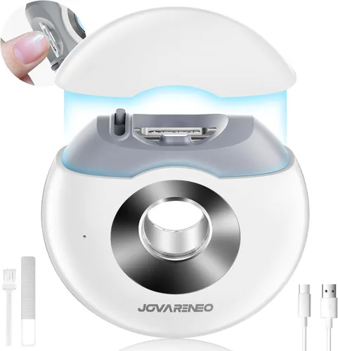 Cortaúñas eléctrico inteligente con cabezales de doble hoja, luz LED, recortador automático de uñas, cortador de uñas y molinillo para uñas, seguro