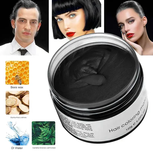 Miniatura 4 de Spray de color negro temporal para el cabello, 4.23 onzas, cera de color natural para el cabello, aerosol de color de cera lavable para el cabello