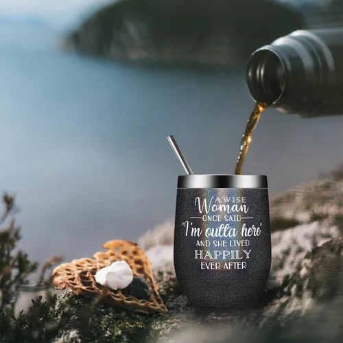 Miniatura 4 de ELEGANTPARK Regalos de jubilación para mujeres 2026, regalos para compañeros de trabajo para mujeres, Wise Woman Said I'm Outta Here, vaso de Una