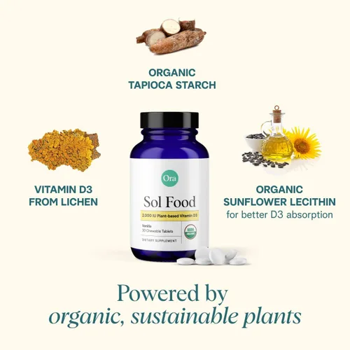 Miniatura 3 de Ora Organic Vitamina D3 5000IU + K2 – Vitamina D vegana de liquen y K2 de garbanzos para la salud ósea, apoyo inmunológico y estado de ánimo, máxima