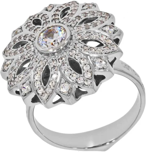 ETHNIQ Carrington Collection - Alianzas de boda chapadas en platino con tema floral adornado con circonita cúbica de diamante, ideas de regalo de