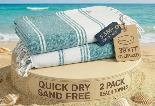 Miniatura 22 de LANE LINEN - Paquete de 4 toallas de playa de gran tamaño, toalla de piscina prelavada, extragrande, de secado rápido y sin arena, toalla de viaje