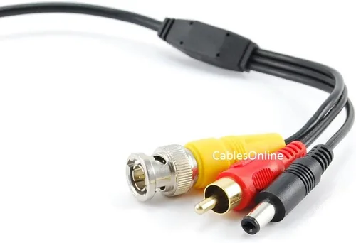 Miniatura 3 de CablesOnline - Cable de cámara RCA (audio) y BNC (video) macho a macho de 25 pies con alimentación de CC (PL-2025)