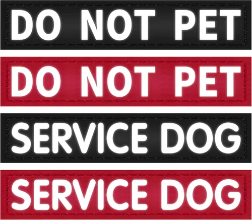 Miniatura 10 de Paquete de 4 parches reflectantes extraíbles para arnés de chaleco para perro – perro de servicio/no mascotas/apoyo emocional
