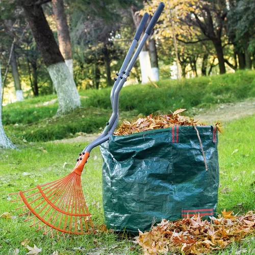 Miniatura 8 de Walensee - Rastrillo para hojas con mango largo de acero, recogedor de hojas resistente y garra de jardín, recogedor de hojas multiusos y rastrillo
