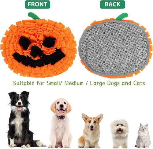 Miniatura 3 de Ipetboom Alfombrilla de olfato de calabaza para perros de raza grande de 13 x 10 pulgadas, forro polar de alimentación lenta para la nariz, juguete