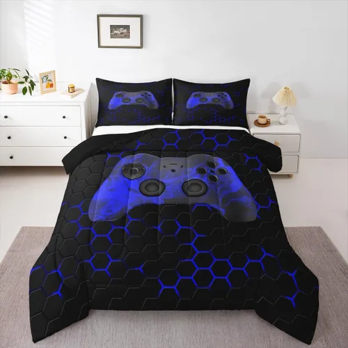 Miniatura 32 de Edredón de videojuegos para niños y adolescentes, juego de ropa de cama individual, juego de edredón para niños y jugadores, decoración del hogar