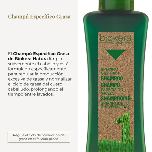 Miniatura 2 de Salerm Biokera Champú específico para cabello graso unisex, 10.8 onzas