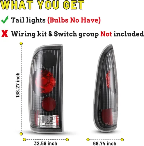 Miniatura 2 de Luces traseras compatibles con Ford 1997 1998 1999 2000 2001 2002 2003 F-150/F-250/F-350 Styleside XLT XL XLR Lariat Outlaw KingRanch Highine luces