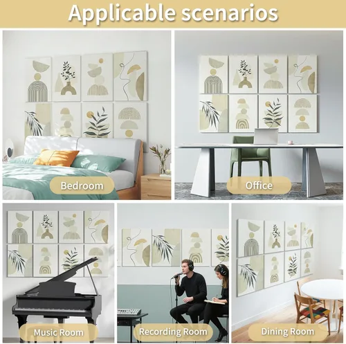 Miniatura 2 de Art3d paneles insonorizantes para pared 48"x32", paquete de 8 paneles acústicos de pared con arte, paneles de pared decorativos y absorbentes