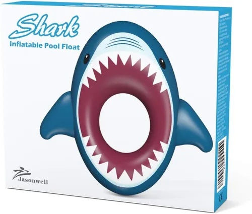 Miniatura 7 de Jasonwell Flotador hinchable de tiburón flotador de agua diversión verano playa piscina tubo inflable paseo en la piscina fiesta balsa juguetes
