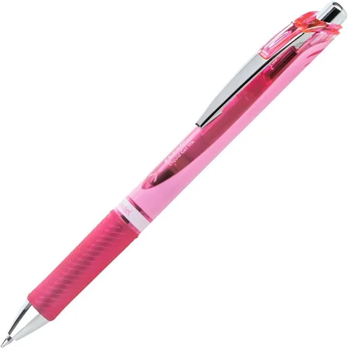 Miniatura 2 de Pentel EnerGel RTX - Bolígrafo retráctil de gel líquido, punta de metal, línea media, barril rosa, tinta negra, paquete de 3