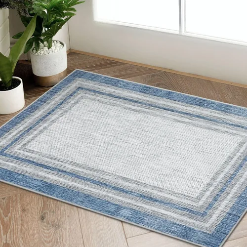 Miniatura 47 de Beeiva Alfombras florales de entrada, lavables para interiores, ultra fina, de 2 x 3 pies, antideslizante, para cocina, tapete de cachemira suave