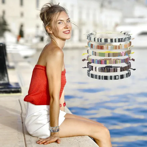 Miniatura 17 de String Boho Bracelet Ankle Adjustable Beaded Anklets,Handmade Surfer Beach Bracelets,Colorful Braided Bracelets String Rope Anklets Bracelets