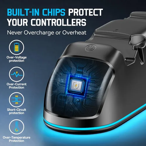 Miniatura 4 de Rysker Cargador de Controlador para PS5, Estación de Carga Dual para PlayStation 5 Dualsense y Edge con Luz RGB, Estación de Carga Rápida de Negro