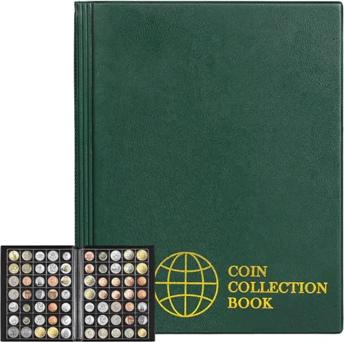 Miniatura 15 de Álbumes de 420 bolsillos - Libro verde de bolsillos de 28x29 mm/1.1x1.1 pulgadas, 10 páginas, soporte de colección tamaño carta, libro