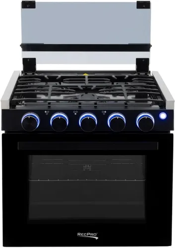 Miniatura 5 de Estufa RecPro RV de acabado negro Estufa de gas de 21" de altura Tres quemadores de 6500 y 8000 BTU Horno de 7100 BTU con capacidad de 1.8