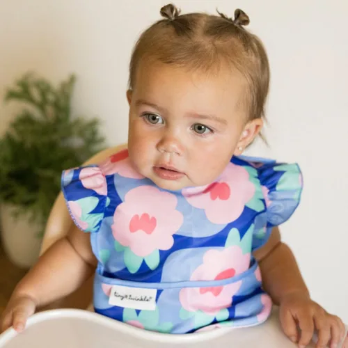 Miniatura 2 de Tiny Twinkle - Babero a prueba de desorden para bebé para niñas Babero impermeable para niños pequeños para comer Delantal para bebé para azul