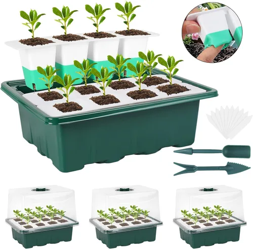 Miniatura 8 de Sondiko Bandeja de inicio de semillas con celdas de silicona suave, 80 celdas de bandejas de plántulas, kit de inicio de semillas, paquete de 4