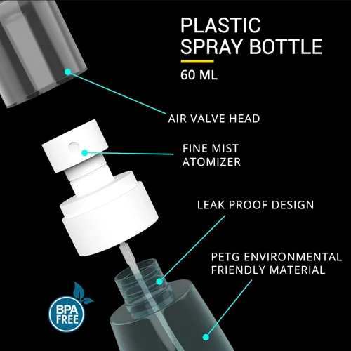 Miniatura 3 de RELANOR Paquete de 2 botellas de aerosol pequeñas tamaño viaje 60ml/2oz - Mini botellas de aerosol vacías de niebla fina - a prueba de fugas