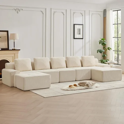 Miniatura 50 de Modular Sectional Sofa with Movable Ottoman, 1 Seat Deep Seat Couch with 1 Pillow, Comfy Cloud Sectional Sofa for Living Room, Bedroom and Apartment