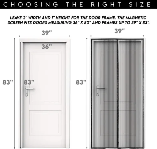 Miniatura 5 de Malla magnética retráctil para puerta estándar americana de 80 x 36 pulgadas a 82 x 38 pulgadas, red para mascotas, patio, manos libres, mágico