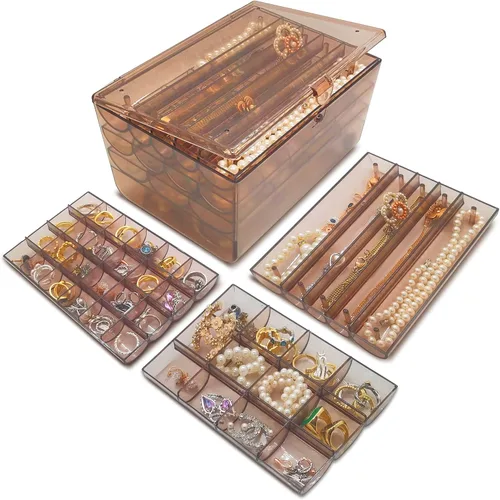 Organizador de aretes caja de acrílico transparente organizador de anillos de plástico organizador de almacenamiento Joyeros Organizador de mujer