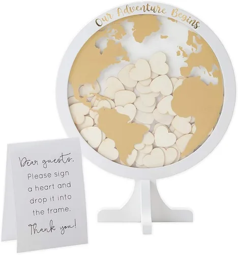 Kate Aspen Libro de invitados de boda alternativo - Our Adventure Begins Globe Frame Recuerdo (22101NA), negro